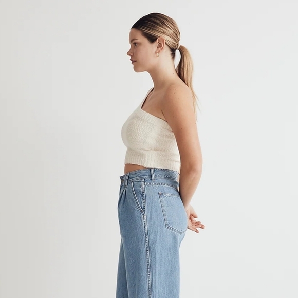 Madewell, Textural-Knit One-Shoulder Sweater Tank, Cream, Size Large - Picture 3 of 8